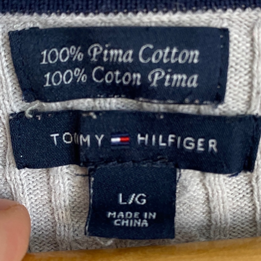 Tommy Hilfiger Women's Light Gray Cable Knit Long Sleeve Sweater Size Large - Picture 2 of 11